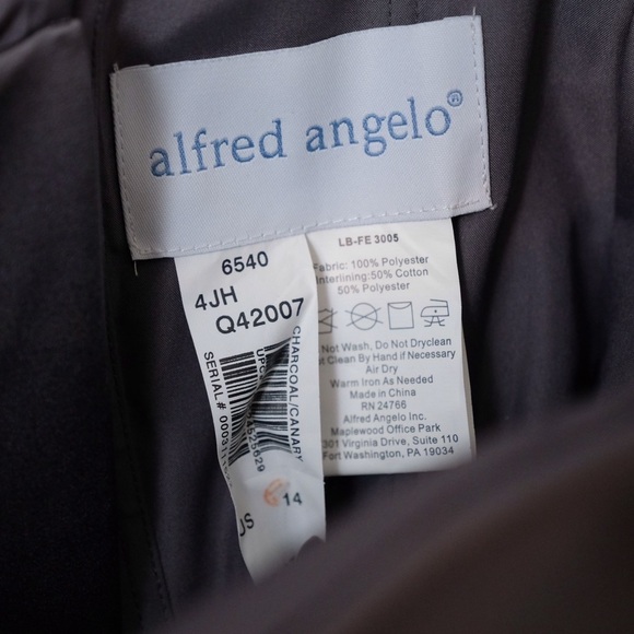 Alfred Angelo Gown Charcoal & Canary yellow floor length lace up back Bridal - Picture 3 of 10